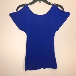 Express Royal Blue Open Shoulder Crossed back Top